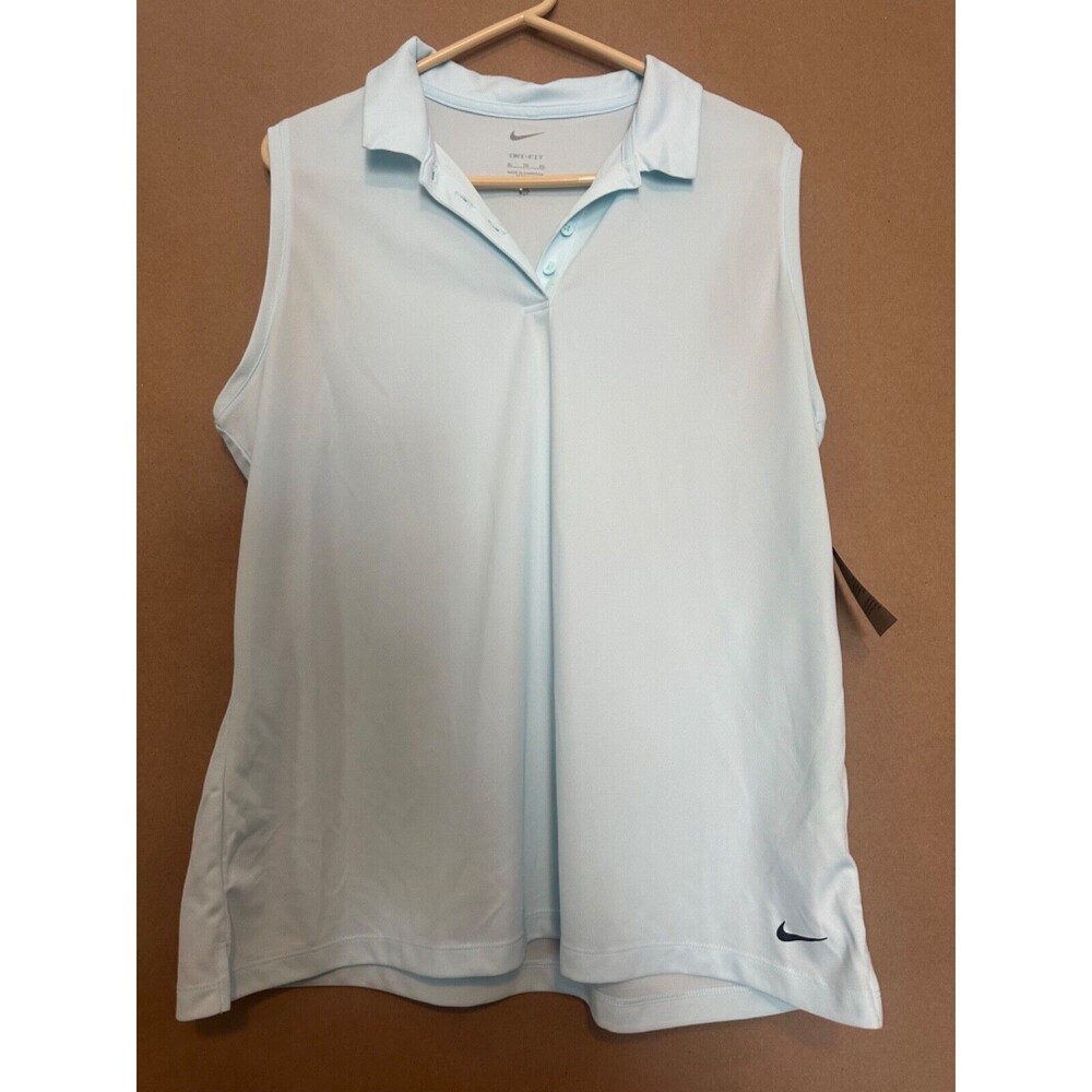 Nike Women's Dri Fit Lightweight Victory Sleeveless Golf Polo Shirt XL  Blue